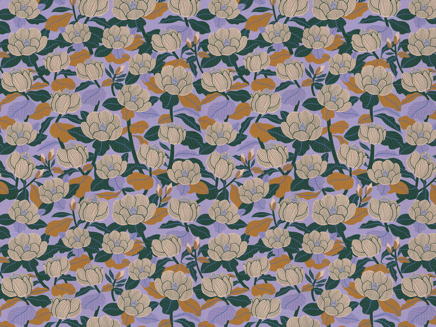 Magnolia Cotton Linen Fabric Blue
