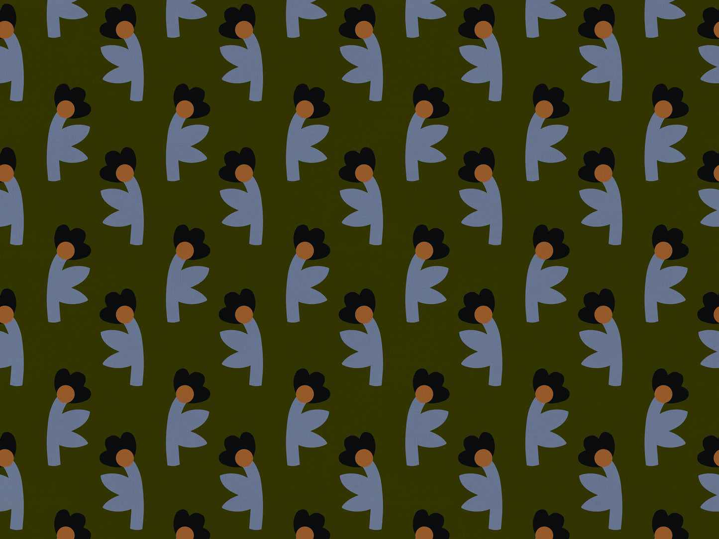 Evening Bloom Cotton Linen Fabric Olive