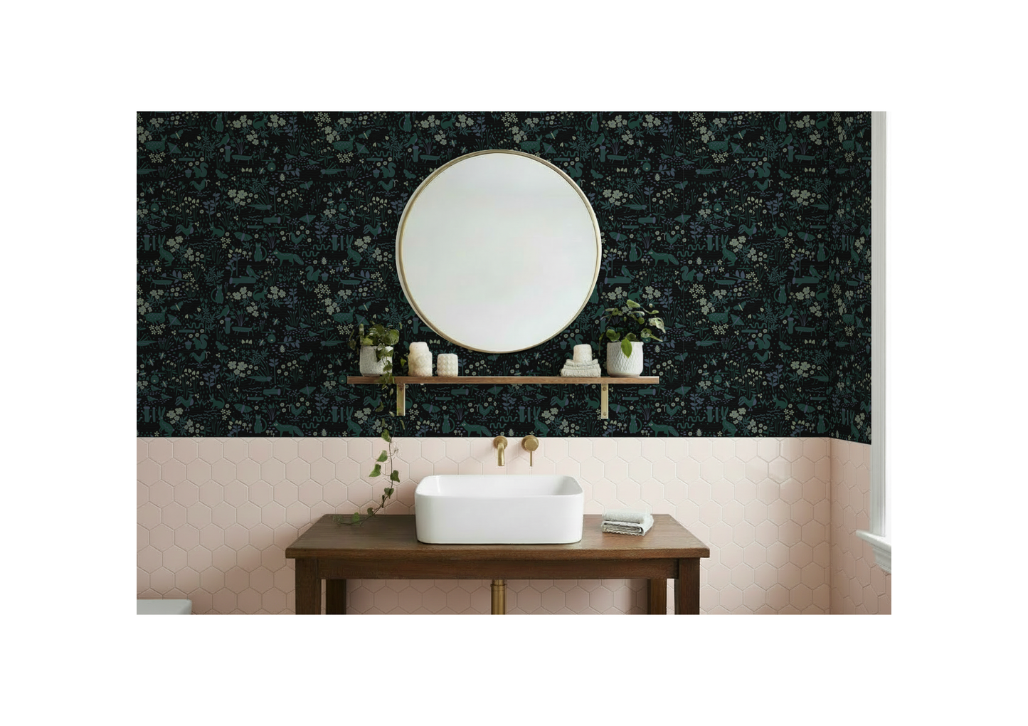 Garden Friends Wallpaper Midnight