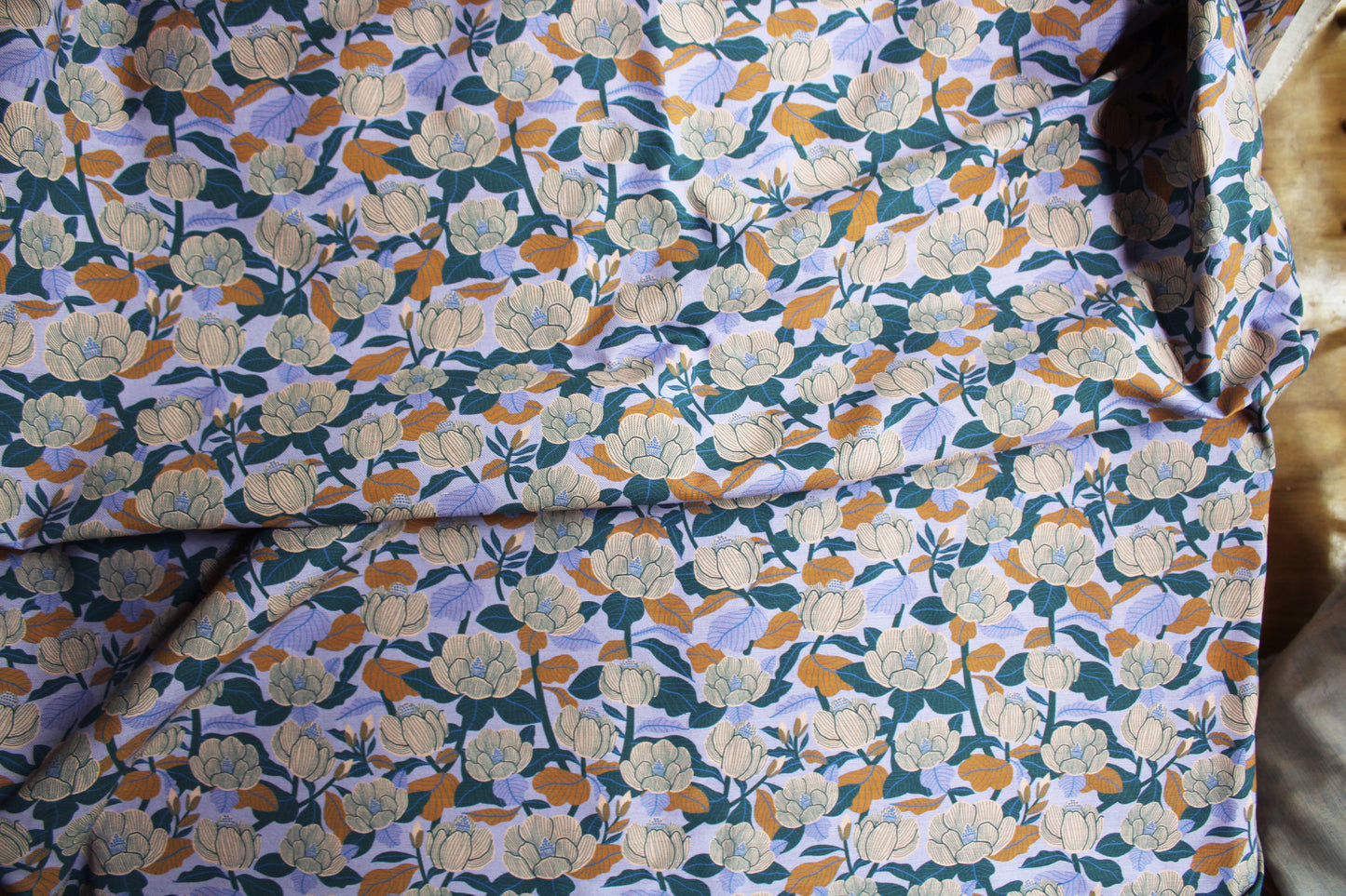 Magnolia Cotton Linen Fabric Blue