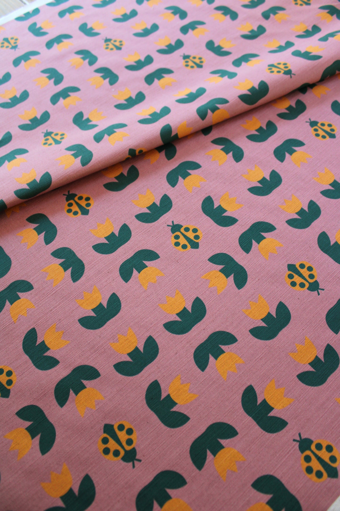 Ladybird Tulip Cotton Linen Fabric Eggplant