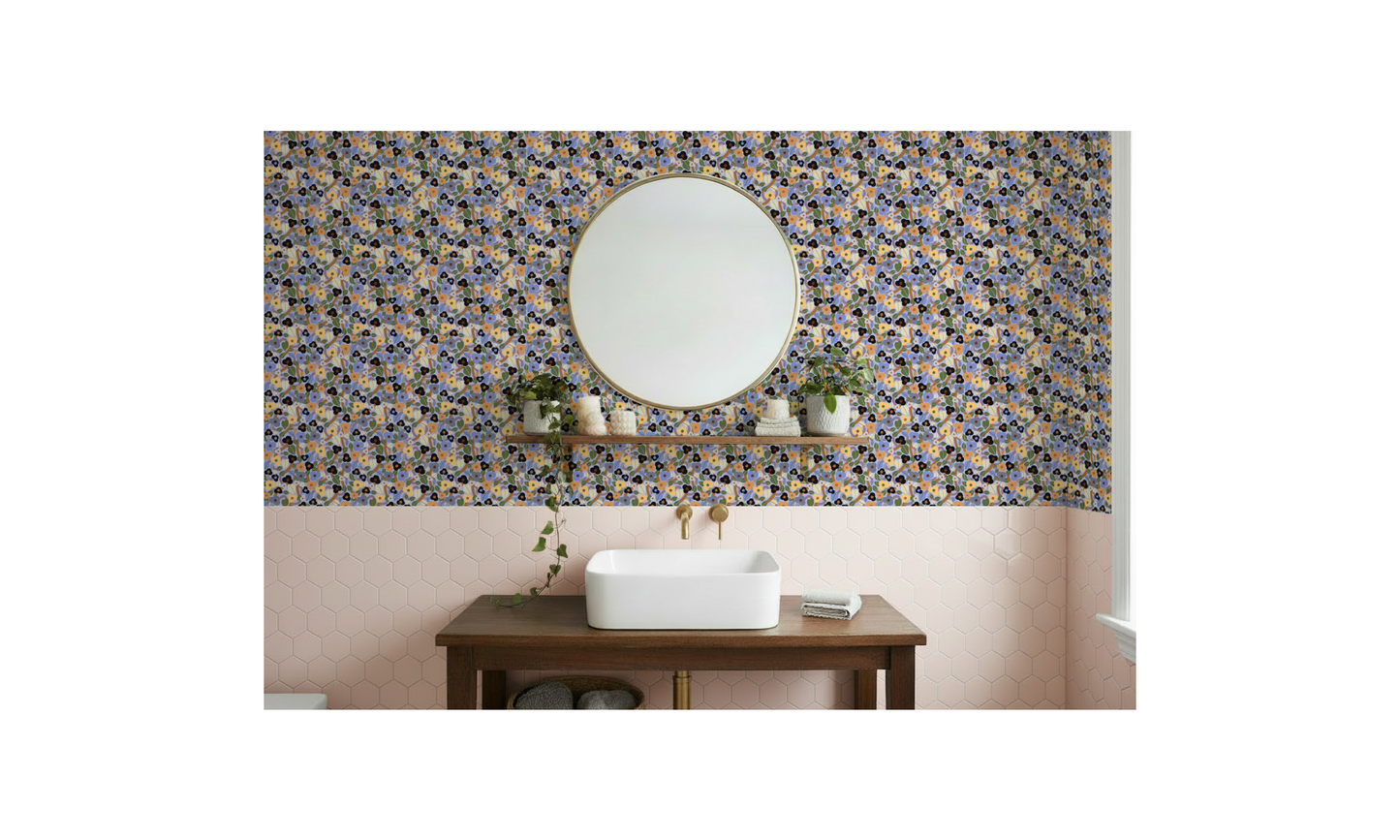 Summer Bramble Wallpaper Blue Peel and Stick