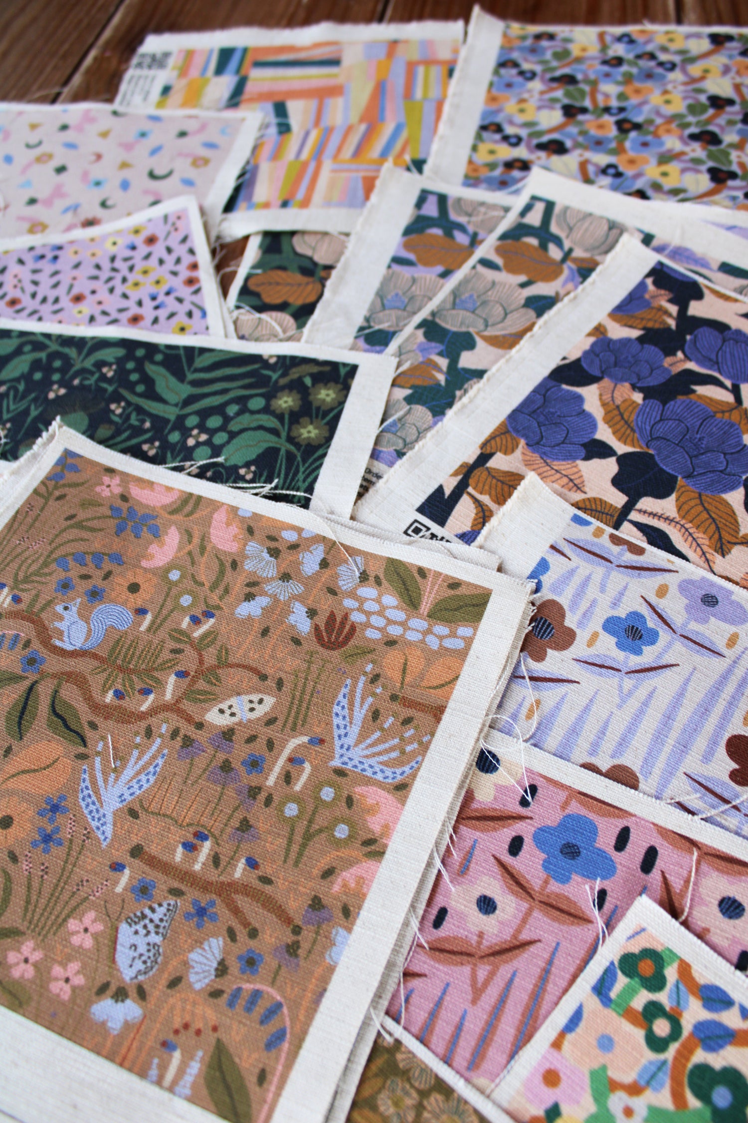 Beautiful and modern fabric swatches of a cotton linen blend fabric