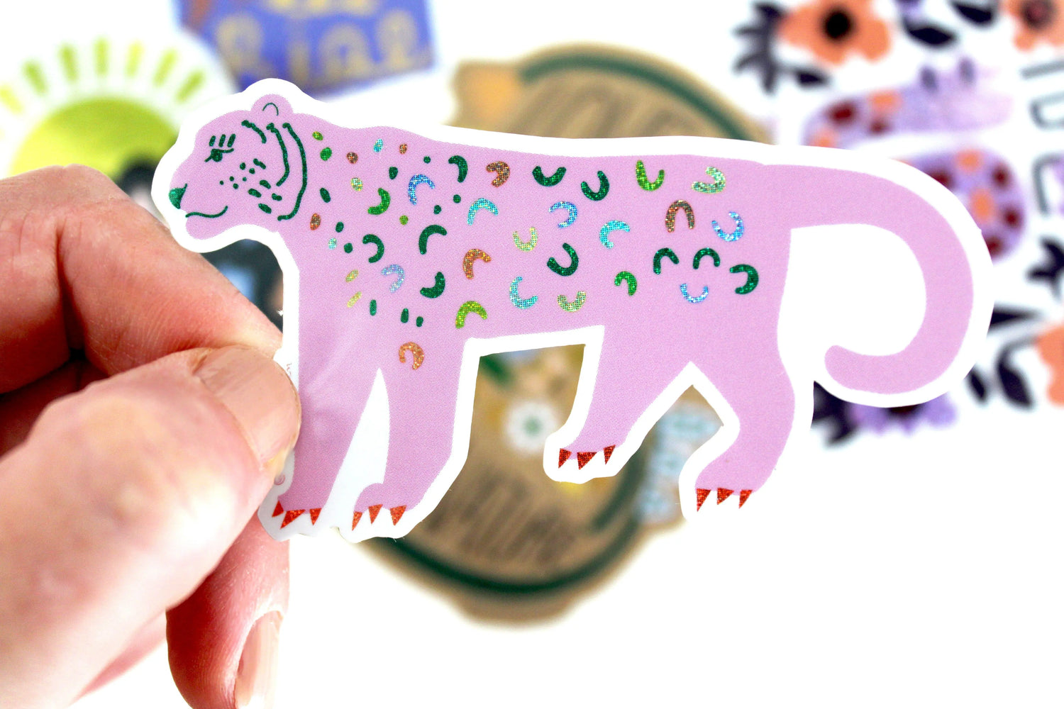 leopard jaguar big cat pink sticker