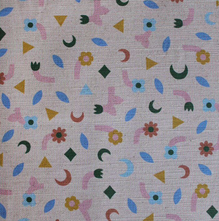 Confetti Tulip Cotton Linen Fabric Beige