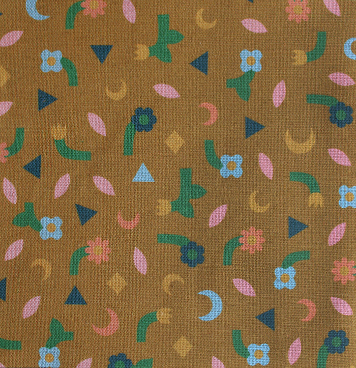 Confetti Tulip Cotton Linen Fabric Golden