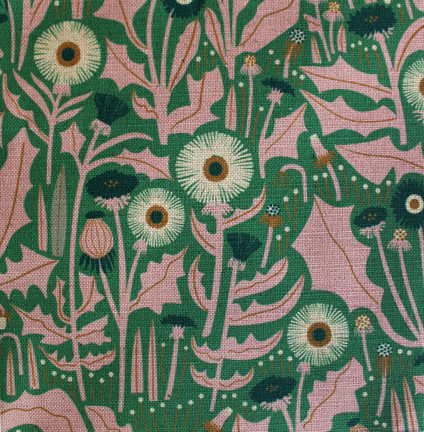 Dandelion Cotton Linen Fabric Green
