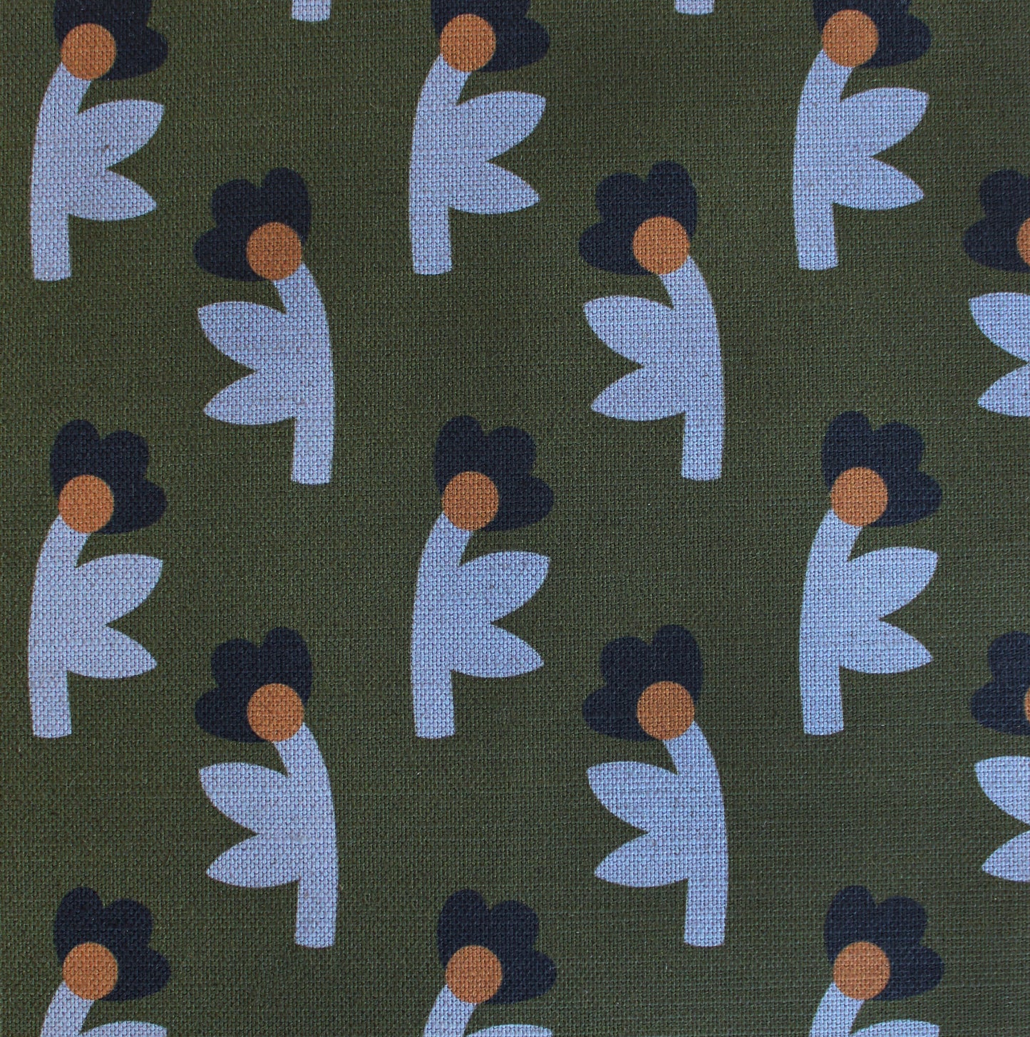 Evening Bloom Cotton Linen Fabric Olive