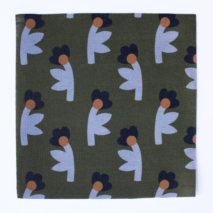 Evening Bloom Cotton Linen Fabric Olive