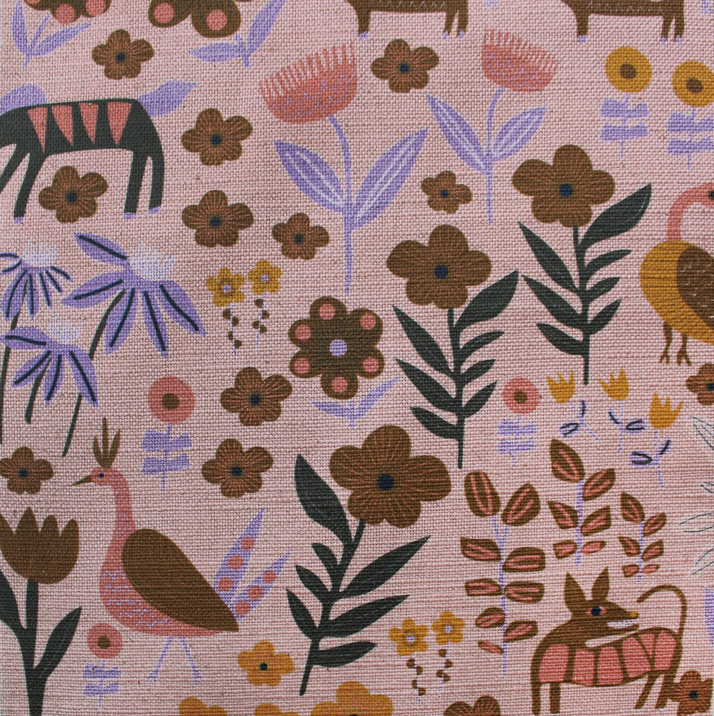 Folklore Cotton Linen Fabric Peach