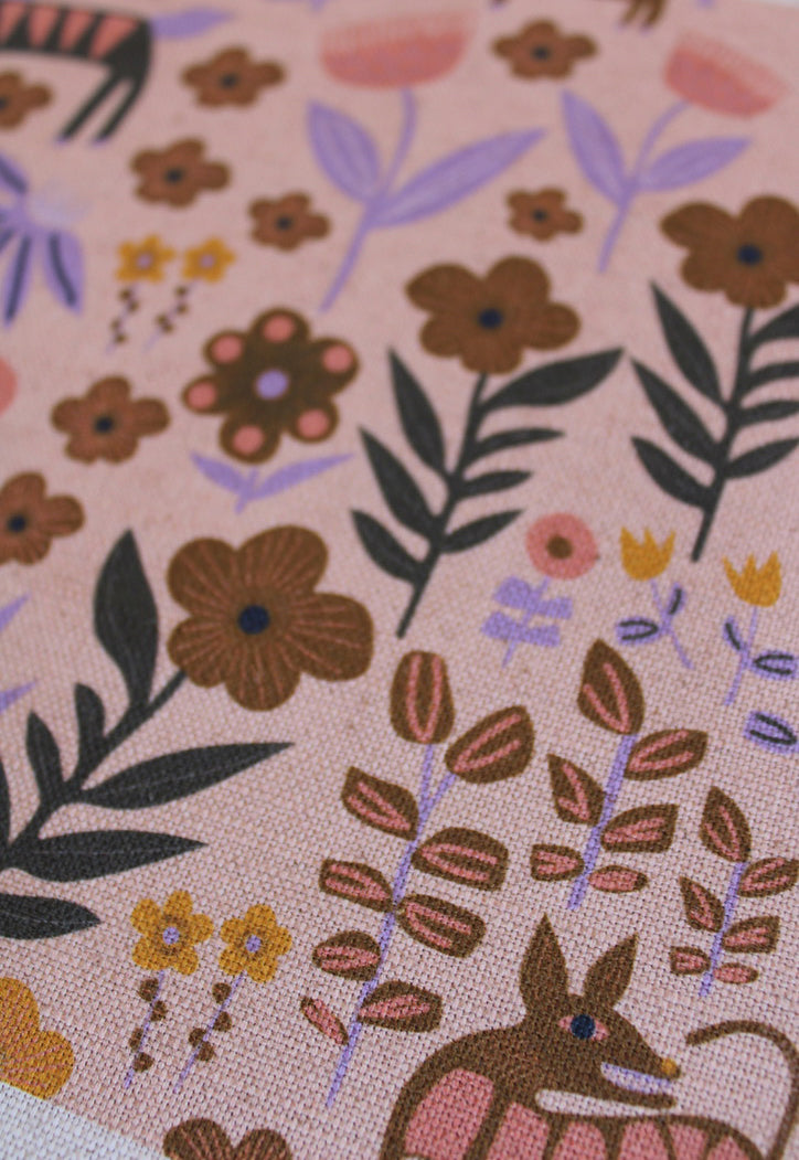 Folklore Cotton Linen Fabric Peach