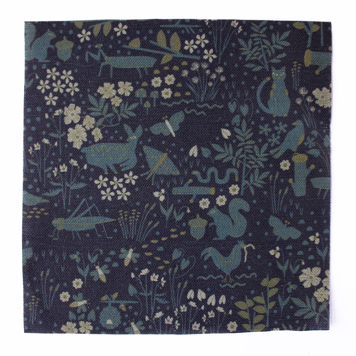 Garden Friends Cotton Linen Fabric Black
