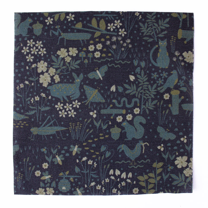 Garden Friends Cotton Linen Fabric Black