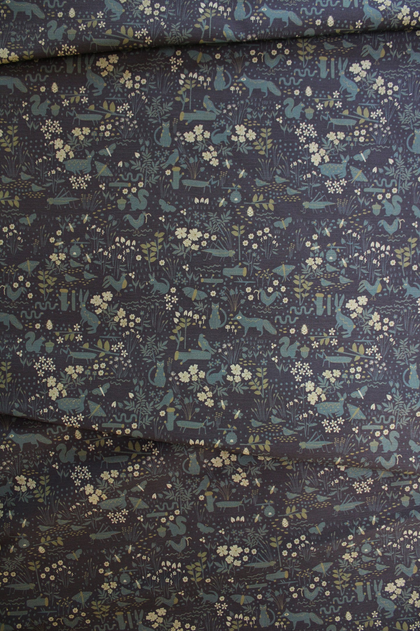 Garden Friends Cotton Linen Fabric Black