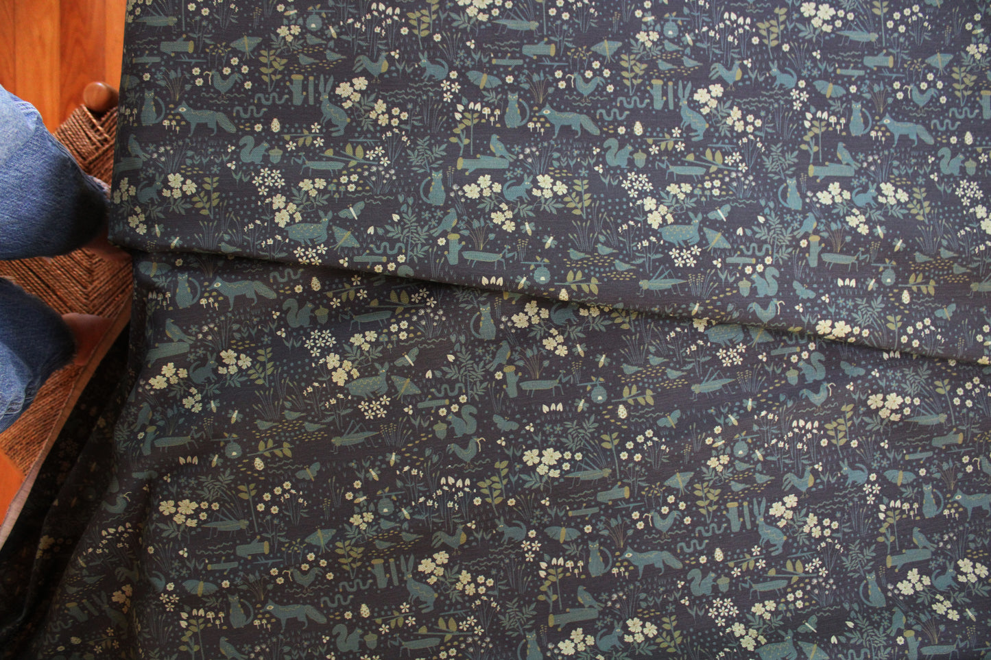 Garden Friends Cotton Linen Fabric Black