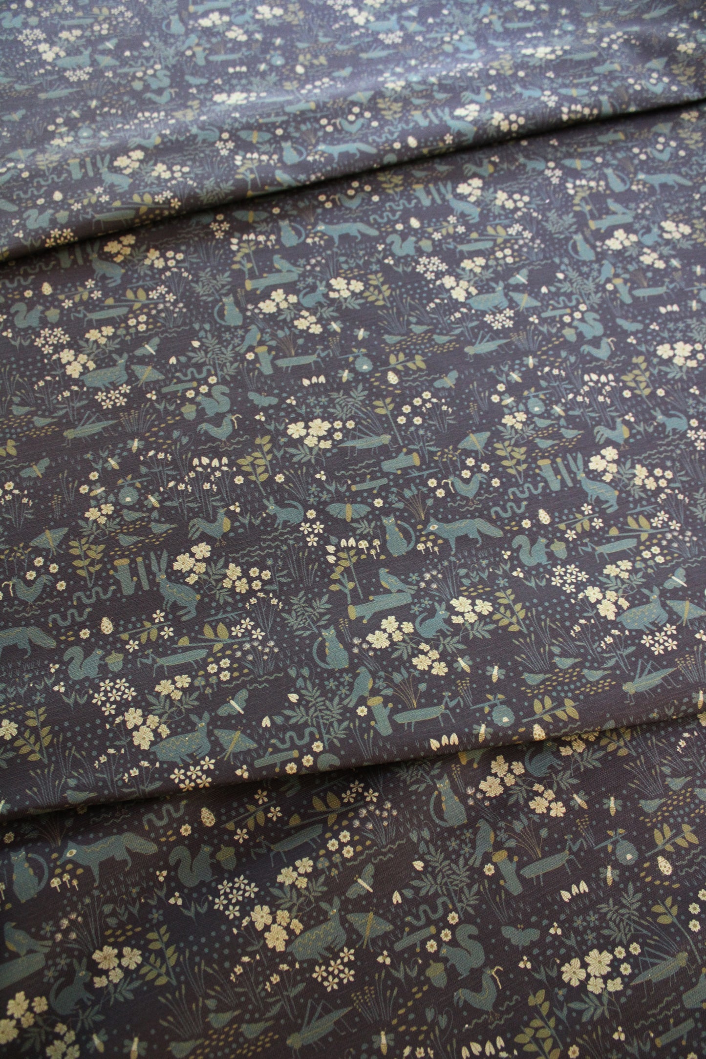 Garden Friends Cotton Linen Fabric Black