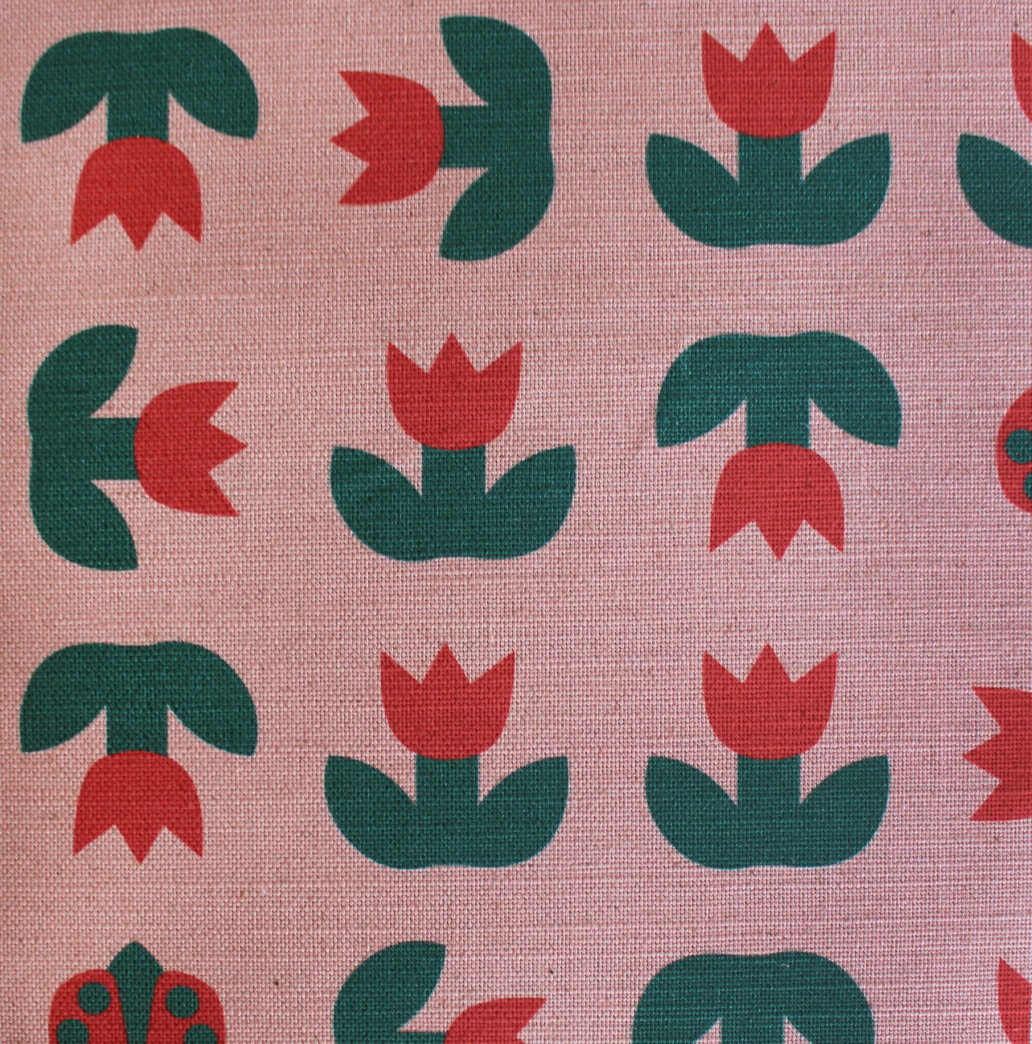 Ladybird Tulip Cotton Linen Fabric Peach