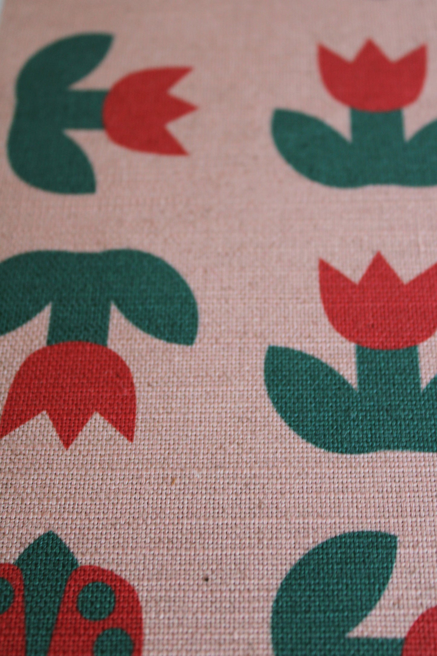 Ladybird Tulip Cotton Linen Fabric Peach