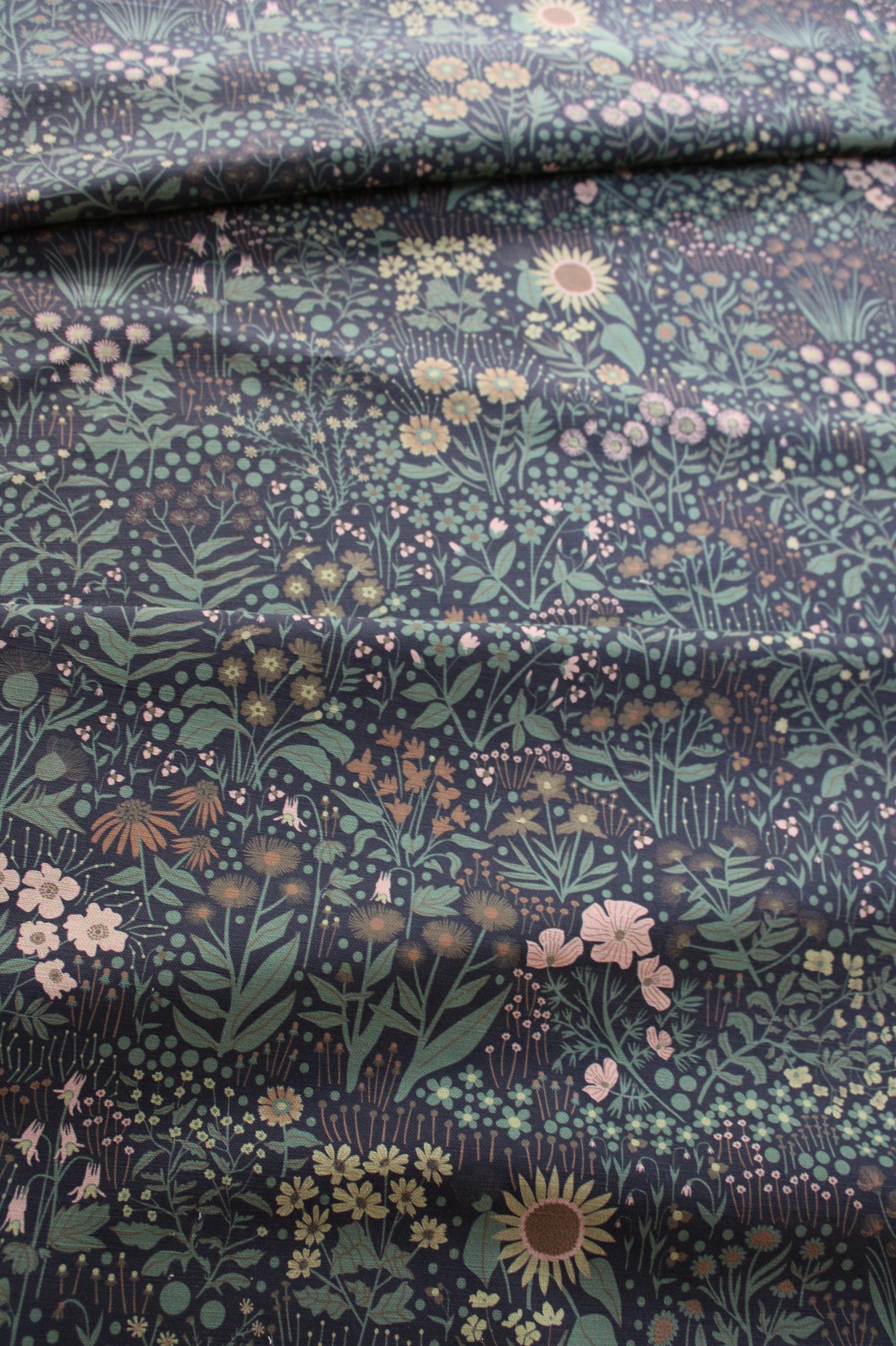 Wildflower Cotton Linen Fabric Black