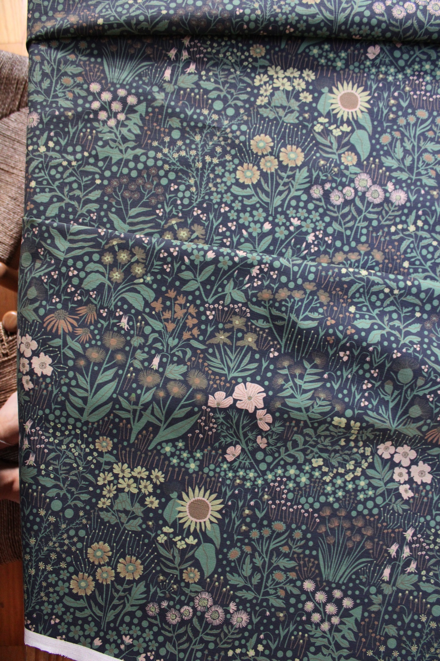 Wildflower Cotton Linen Fabric Black
