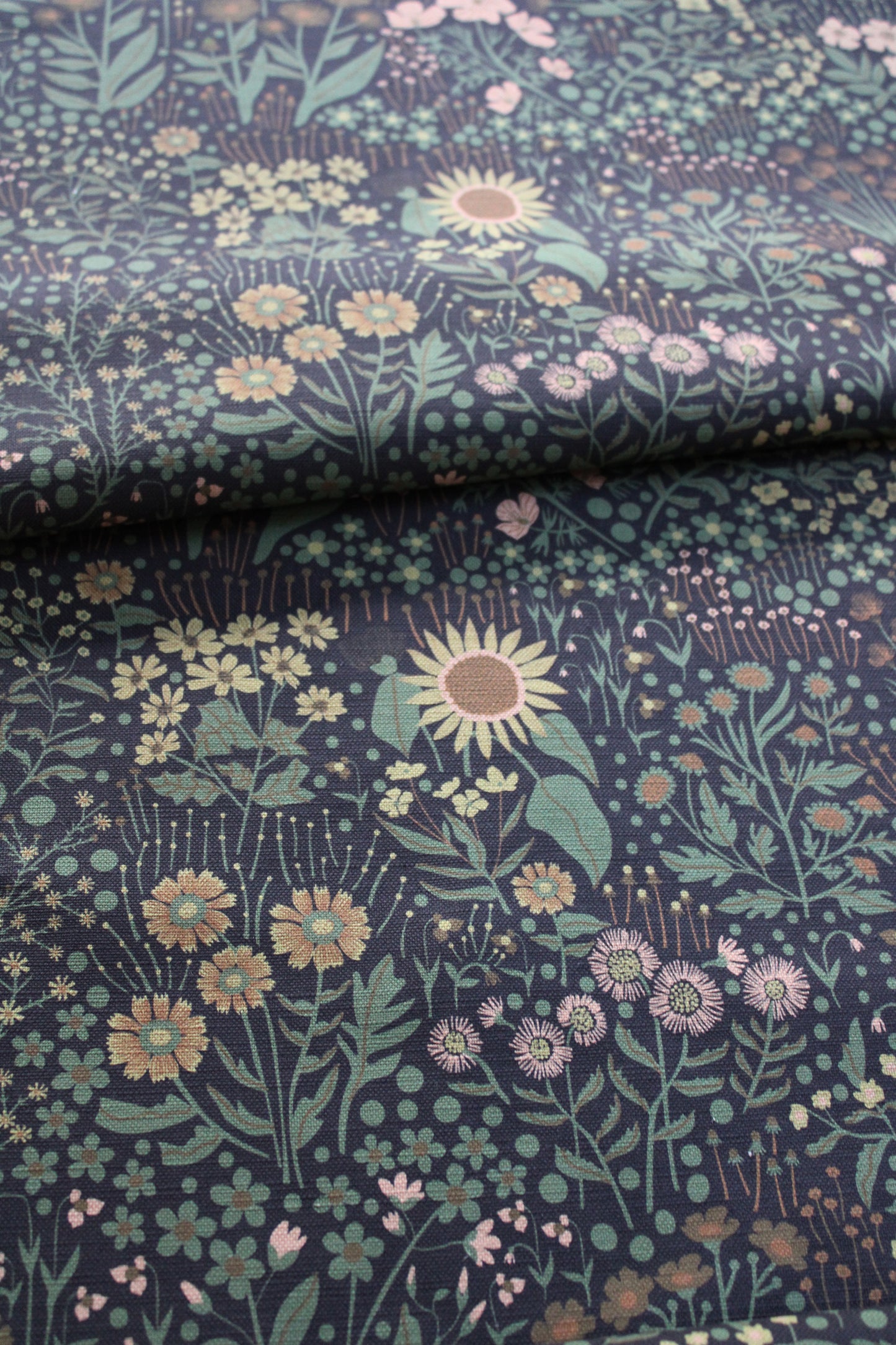 Wildflower Cotton Linen Fabric Black