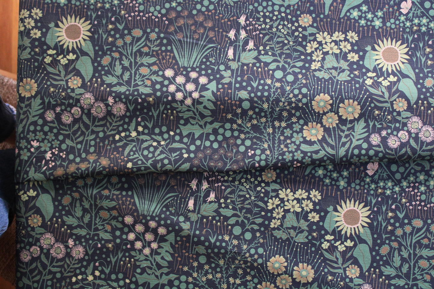 Wildflower Cotton Linen Fabric Black
