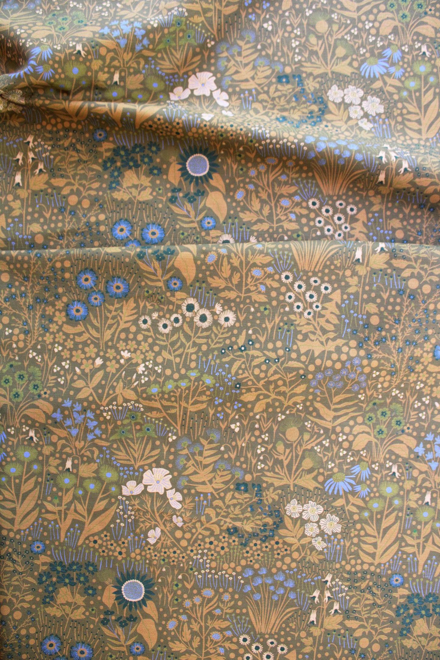 Wildflower Cotton Linen Fabric Brown