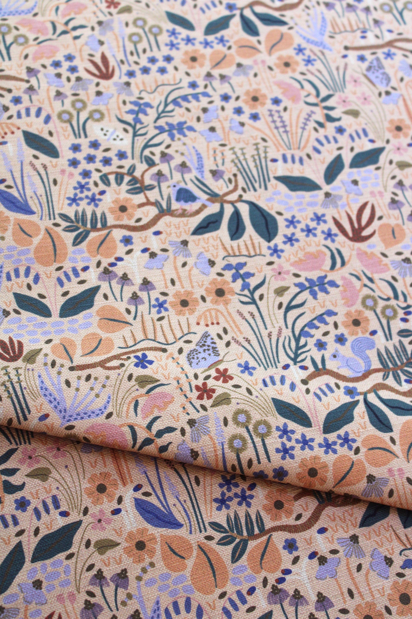 Wildwood Garden Cotton Linen Fabric Peach