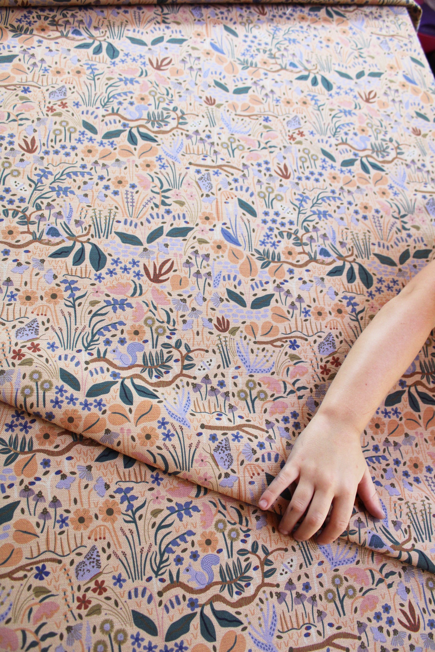 Wildwood Garden Cotton Linen Fabric Peach
