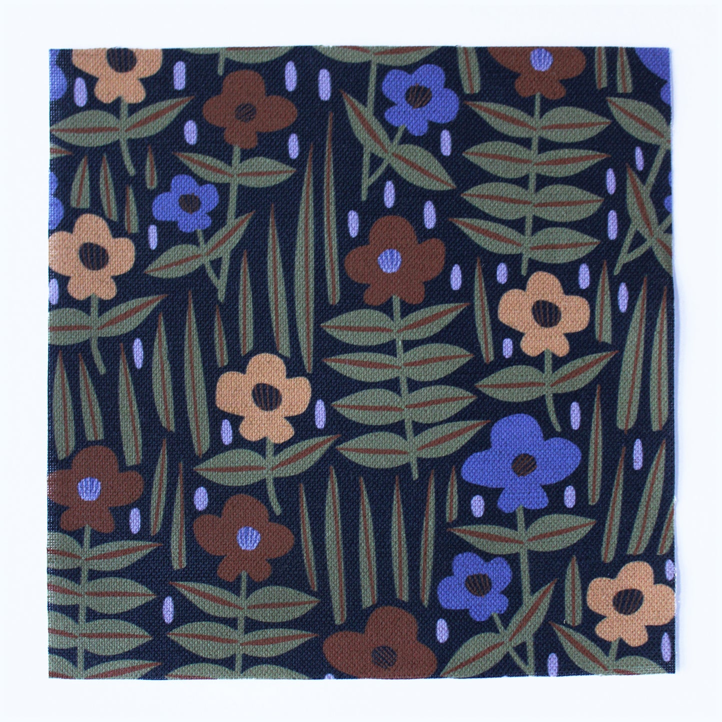 Moonflower Cotton Linen Fabric Black