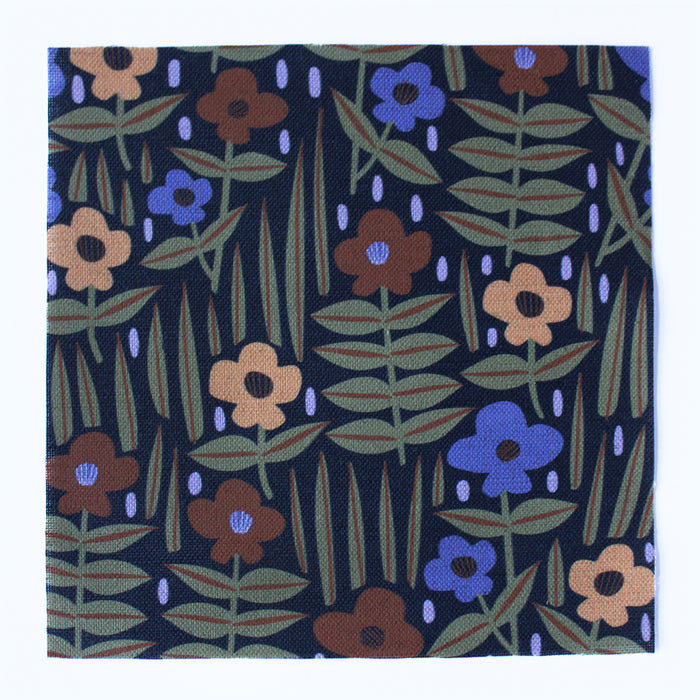 Moonflower Cotton Linen Fabric Black