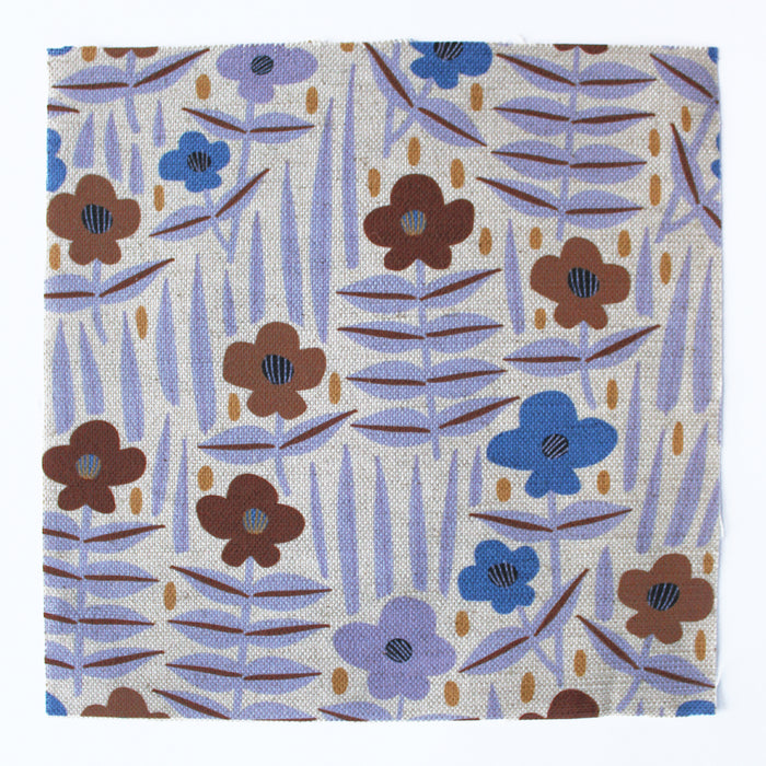 Moonflower Cotton Linen Fabric Blue