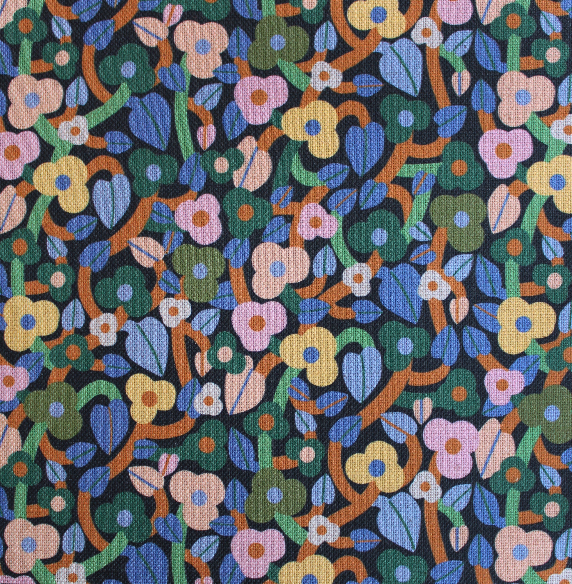 Colorful floral pattern on a black background