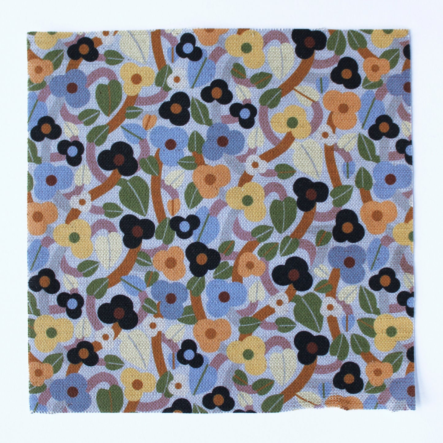 Summer Bramble Cotton Linen Fabric Blue