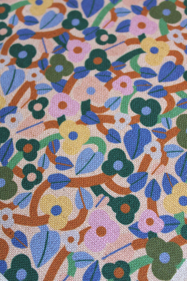 Colorful floral pattern on fabric