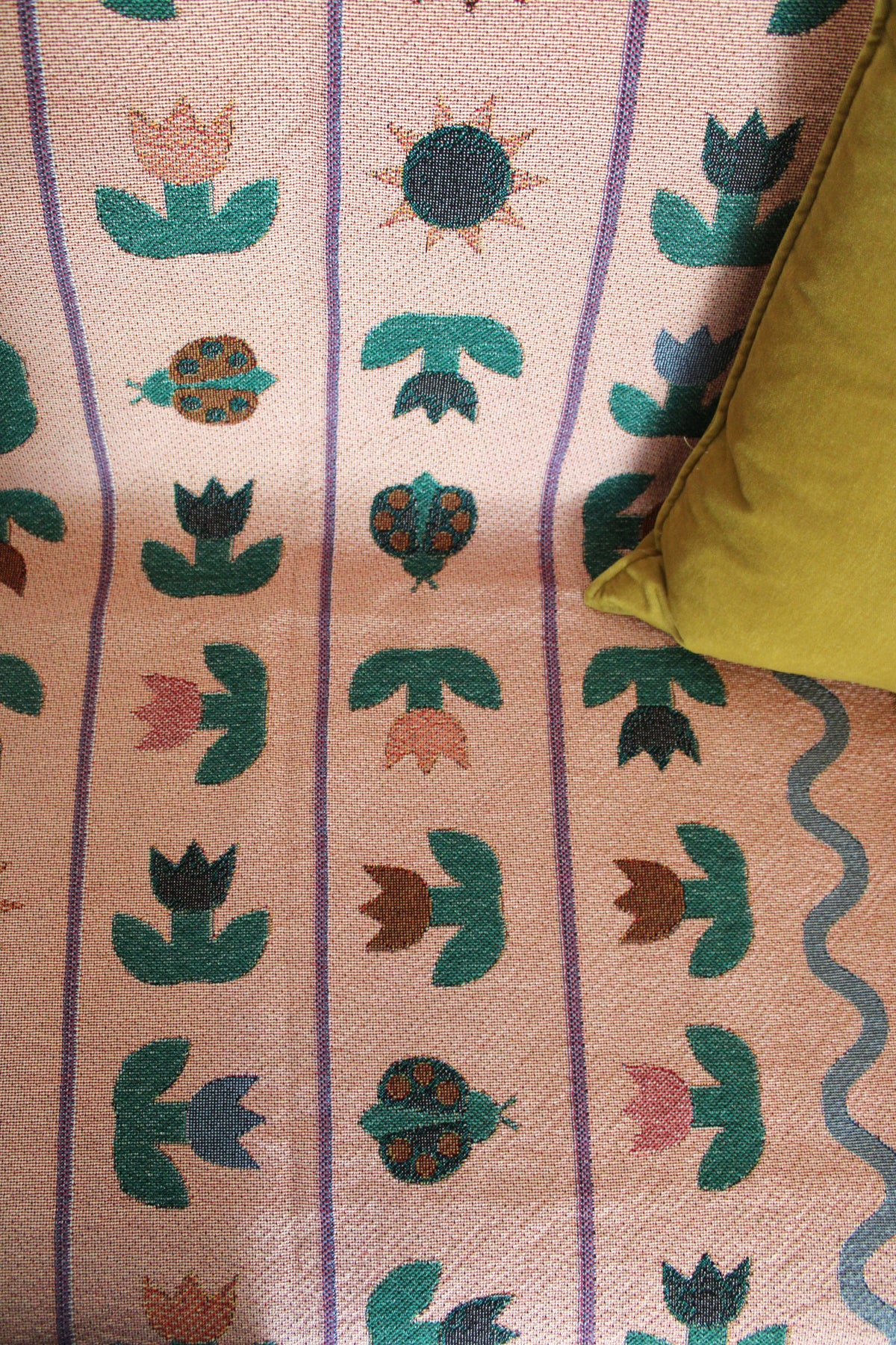 Ladybird Tulip Throw Blanket Tapestry Peach