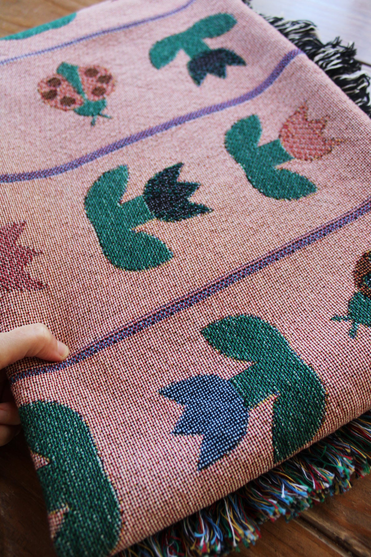 Ladybird Tulip Throw Blanket Tapestry Peach