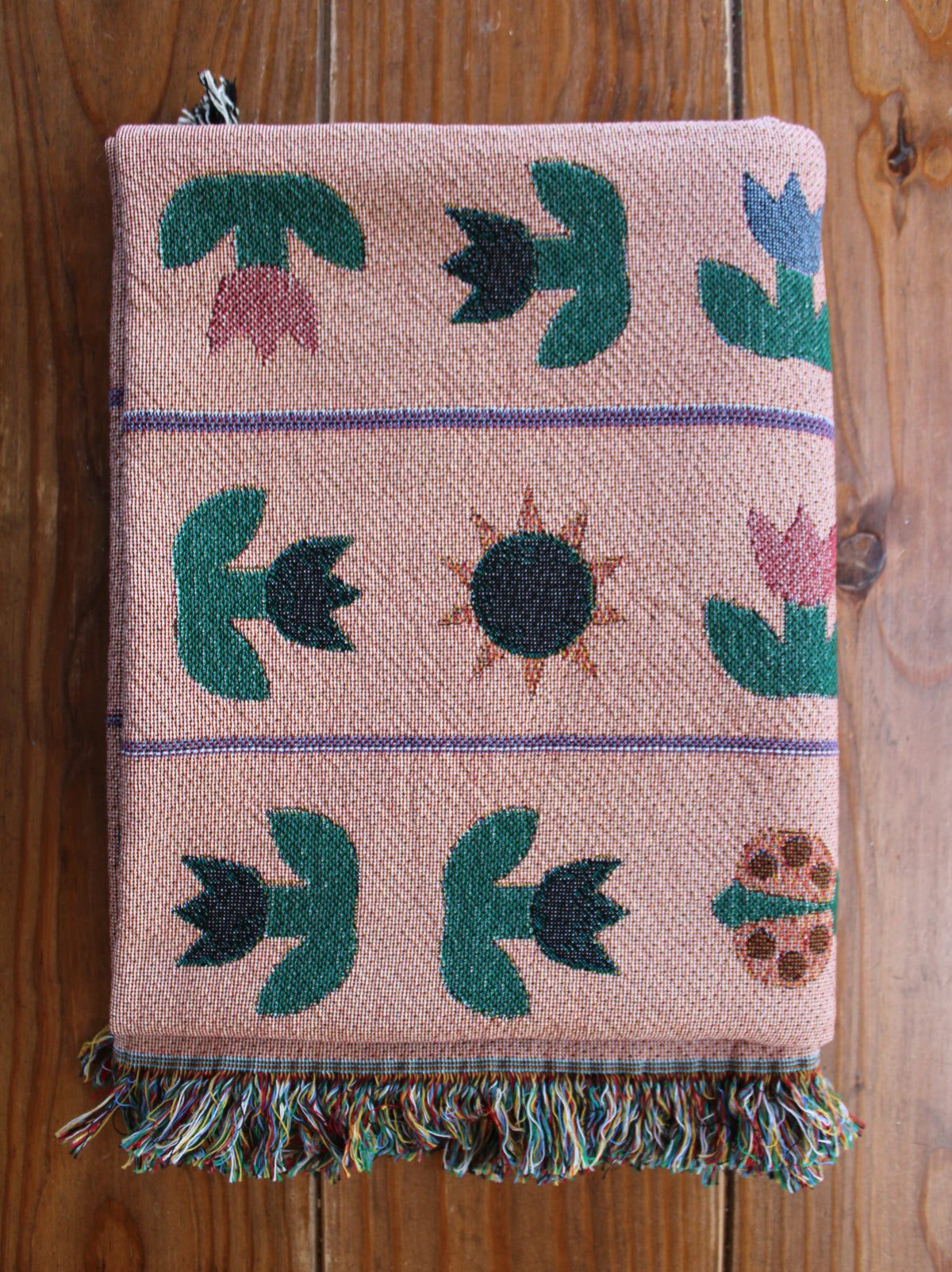 Ladybird Tulip Throw Blanket Tapestry Peach