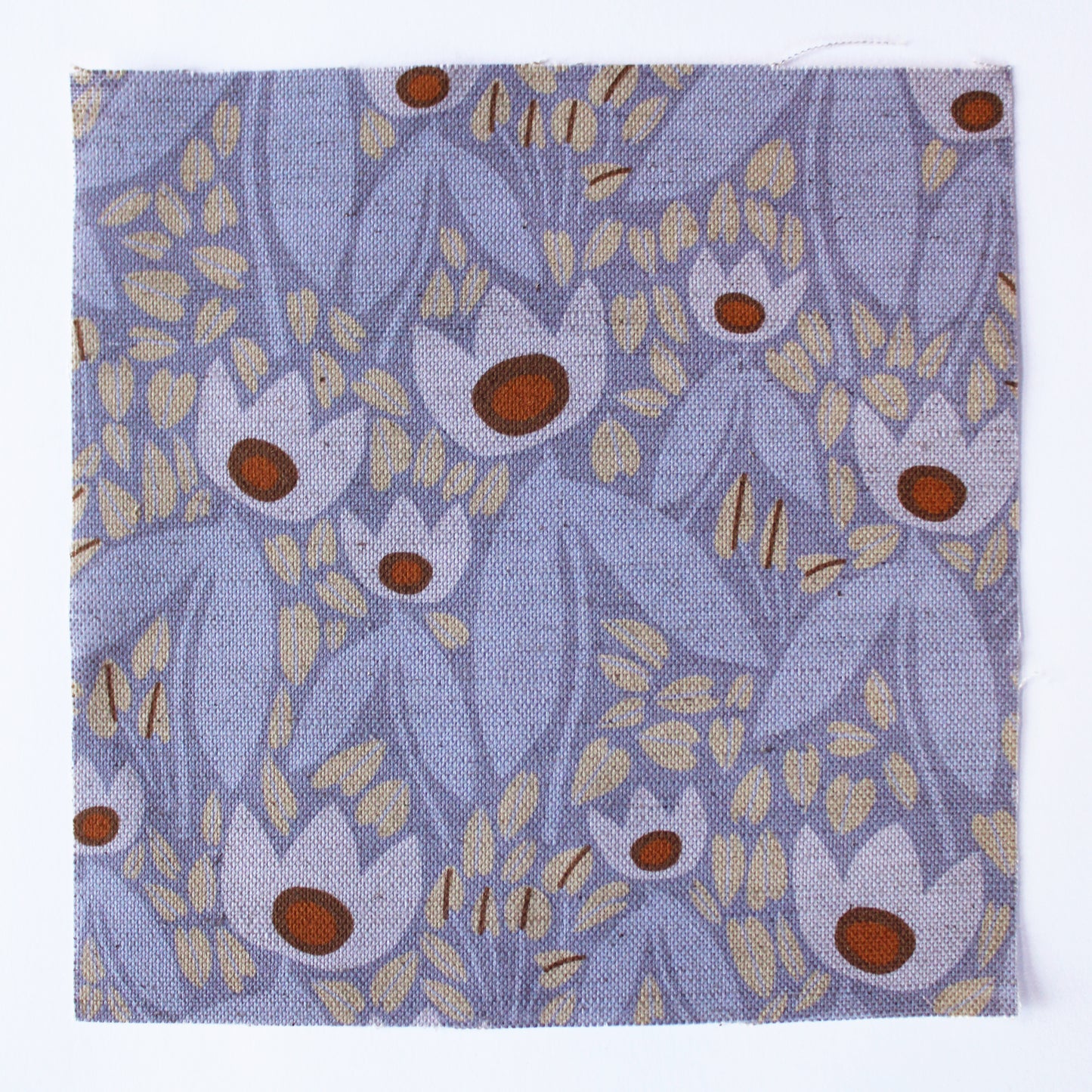 Two Tulips Cotton Linen Fabric Blue