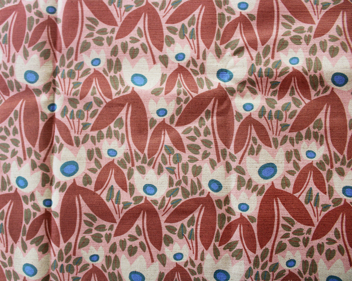 Two Tulips Cotton Linen Fabric Brown/Pink