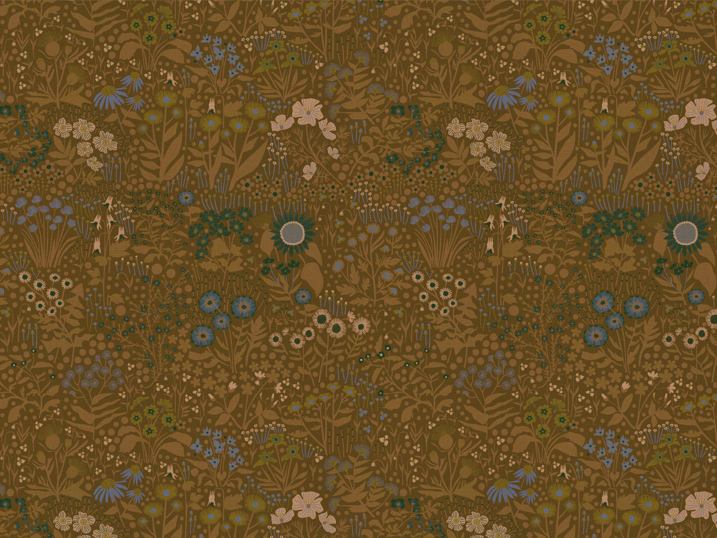 Wildflower Cotton Linen Fabric Brown