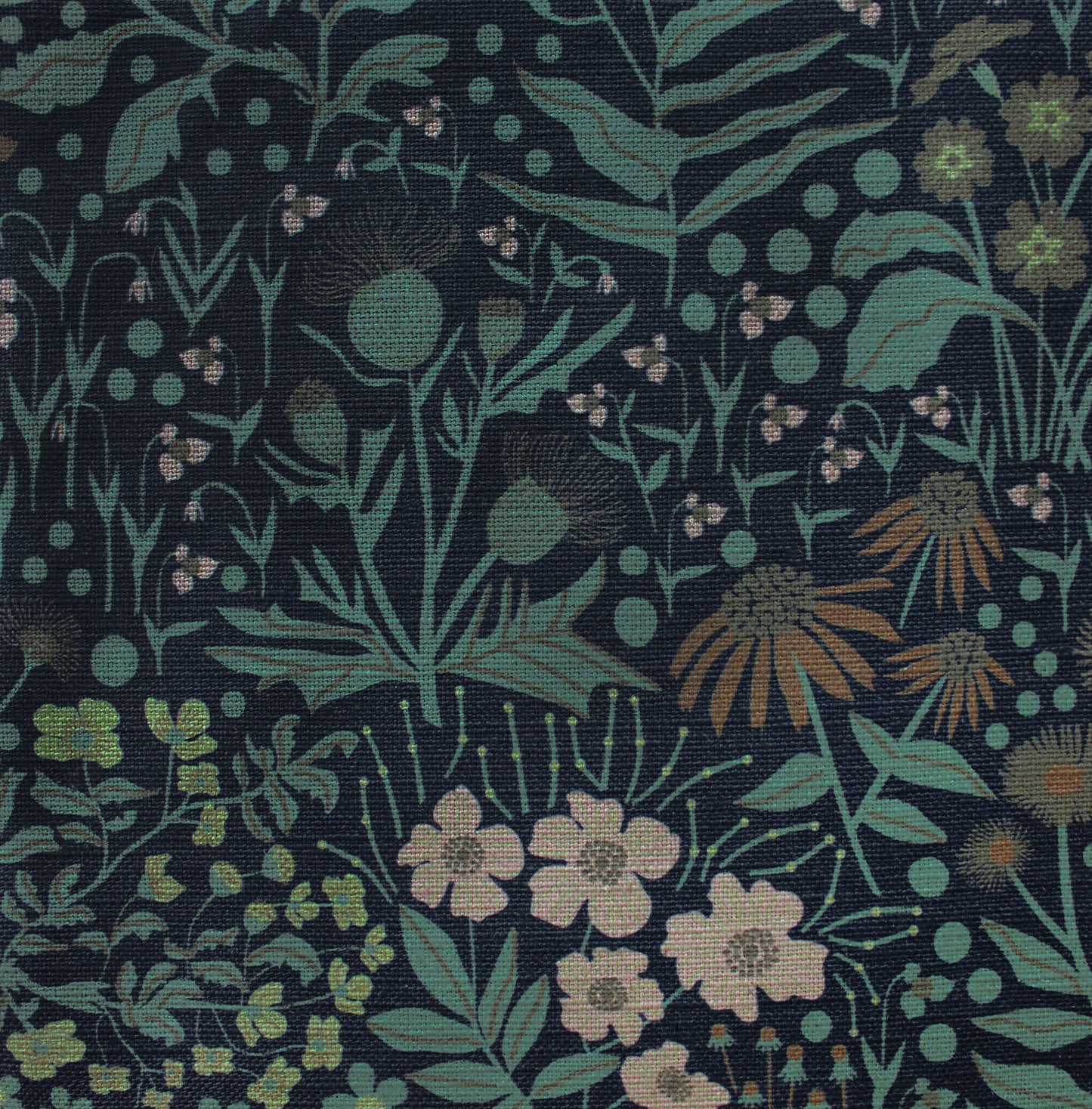 Wildflower Cotton Linen Fabric Black