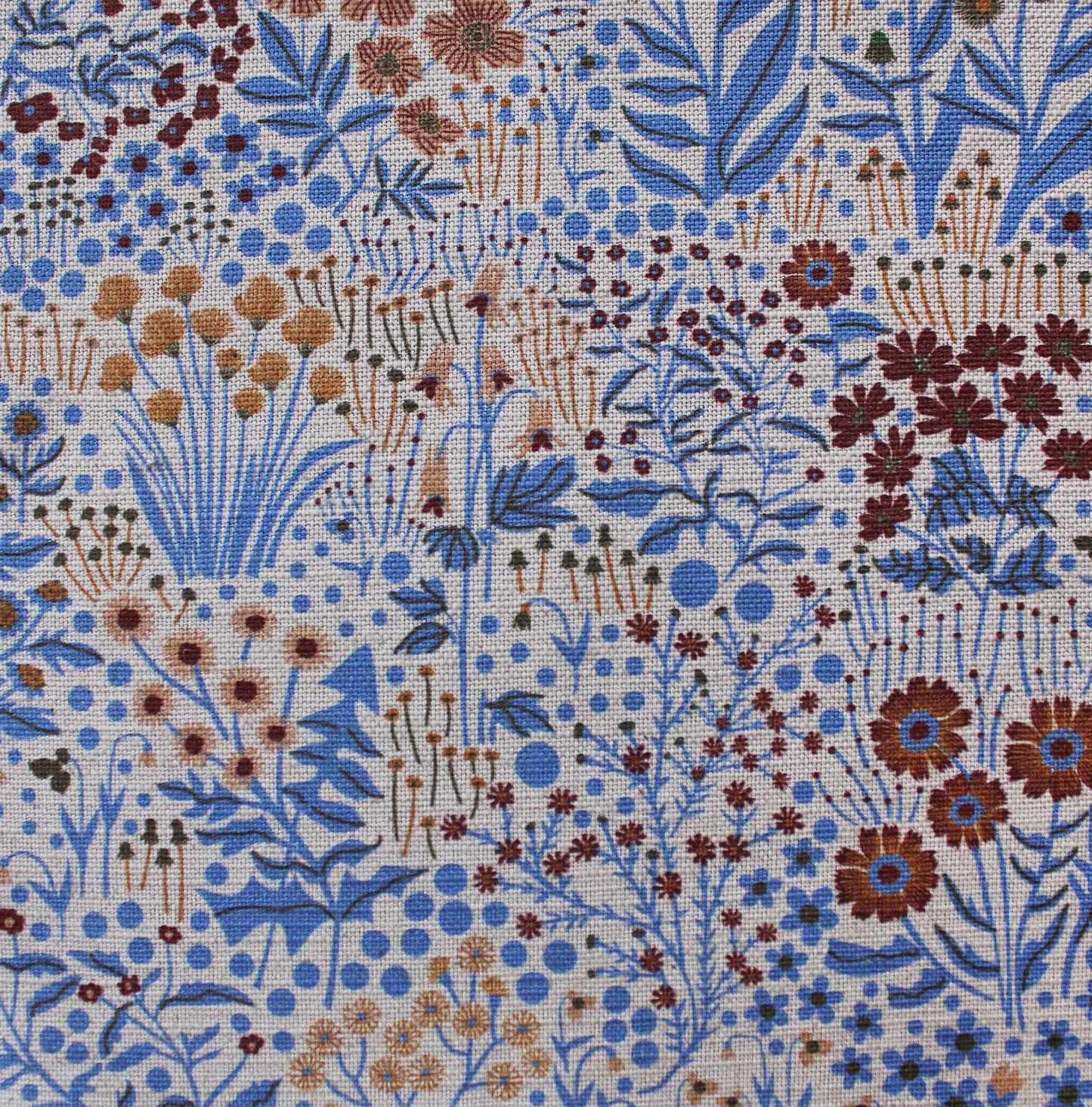 Wildflower Cotton Linen Fabric Blue