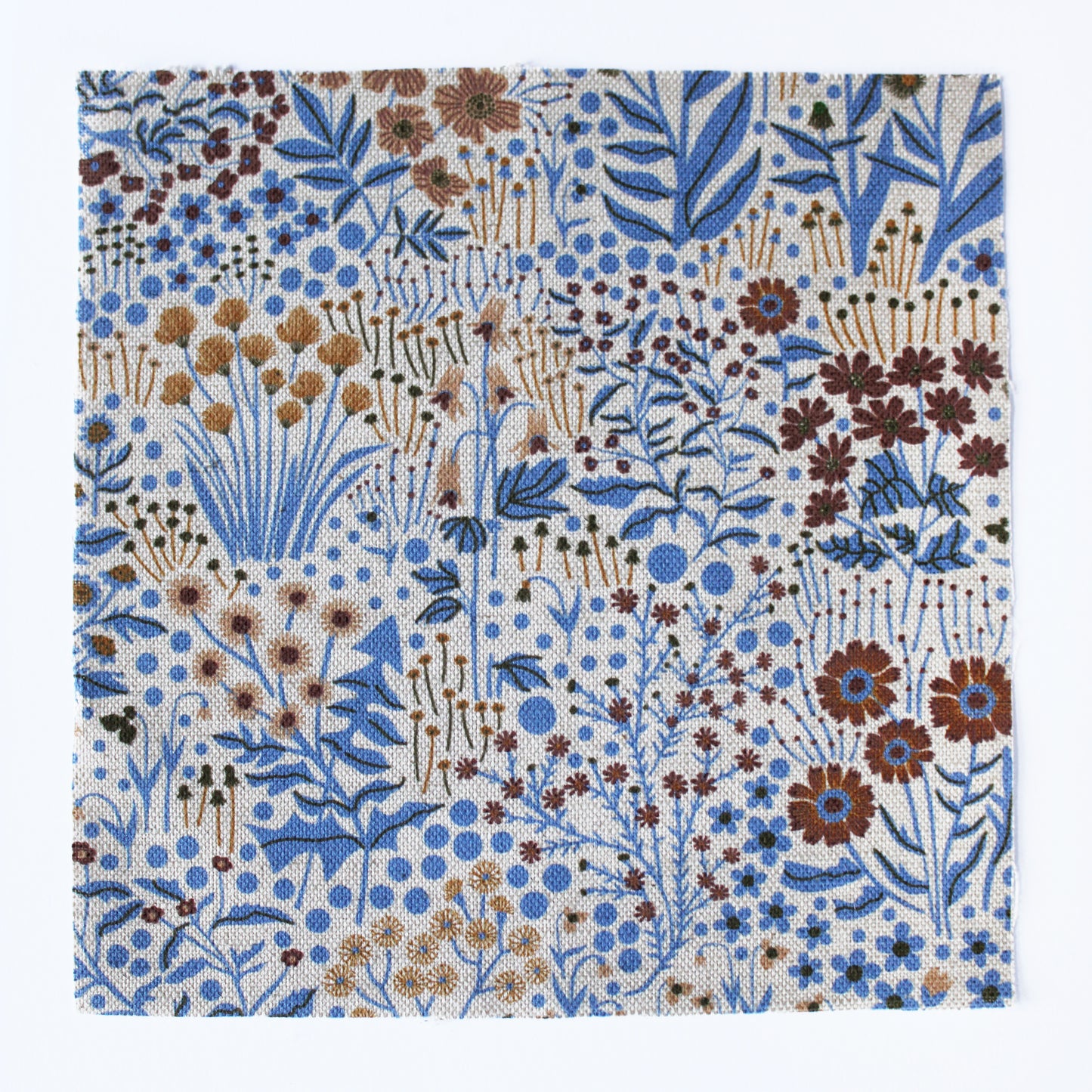 Wildflower Cotton Linen Fabric Blue