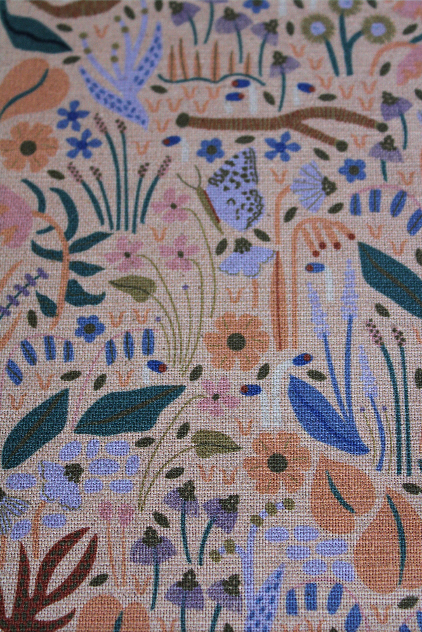 Wildwood Garden Cotton Linen Fabric Peach