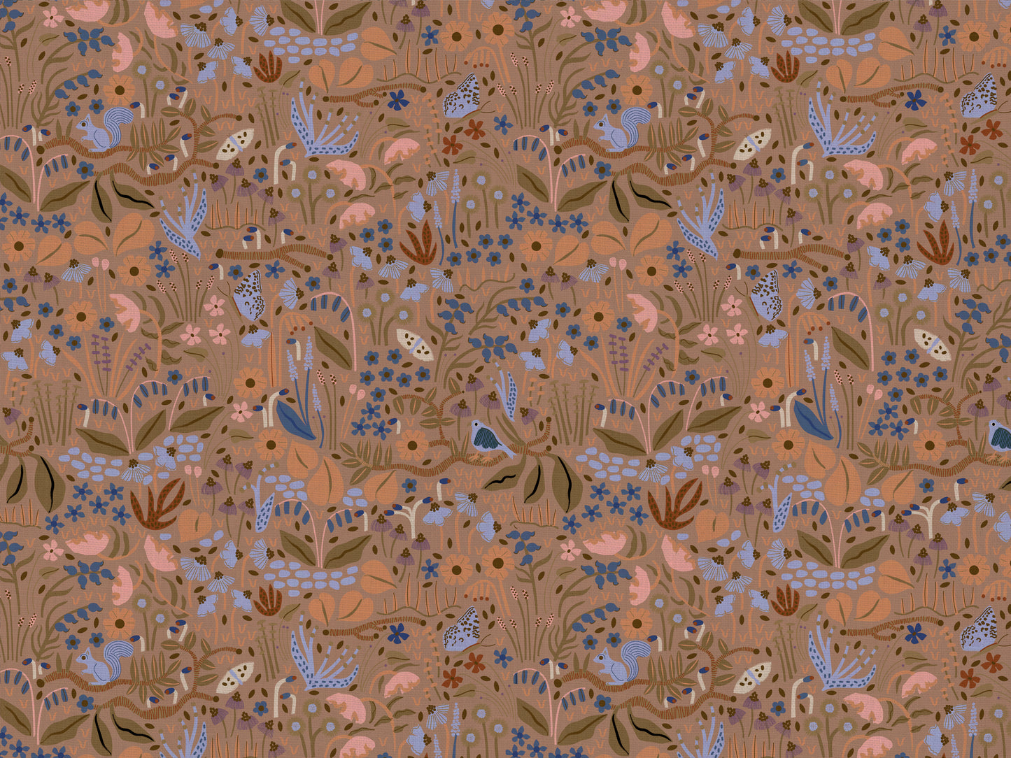 Wildwood Garden Cotton Linen Fabric Tan