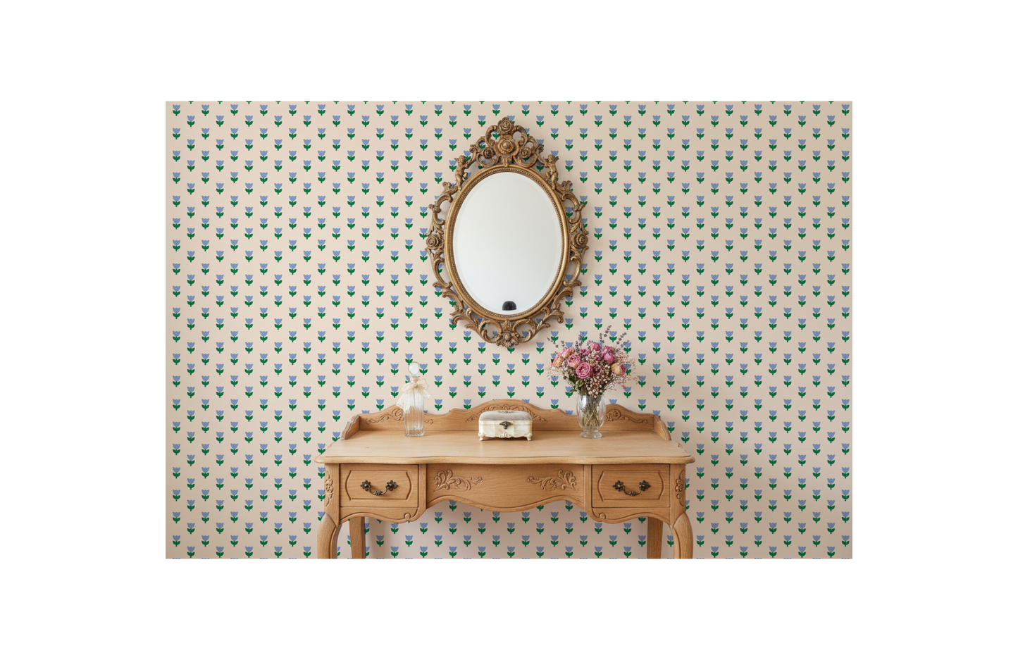 Tulip Tango Wallpaper Blue Peel and Stick