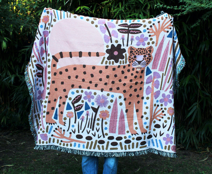 Cheetah Purr Throw Blanket Tapestry