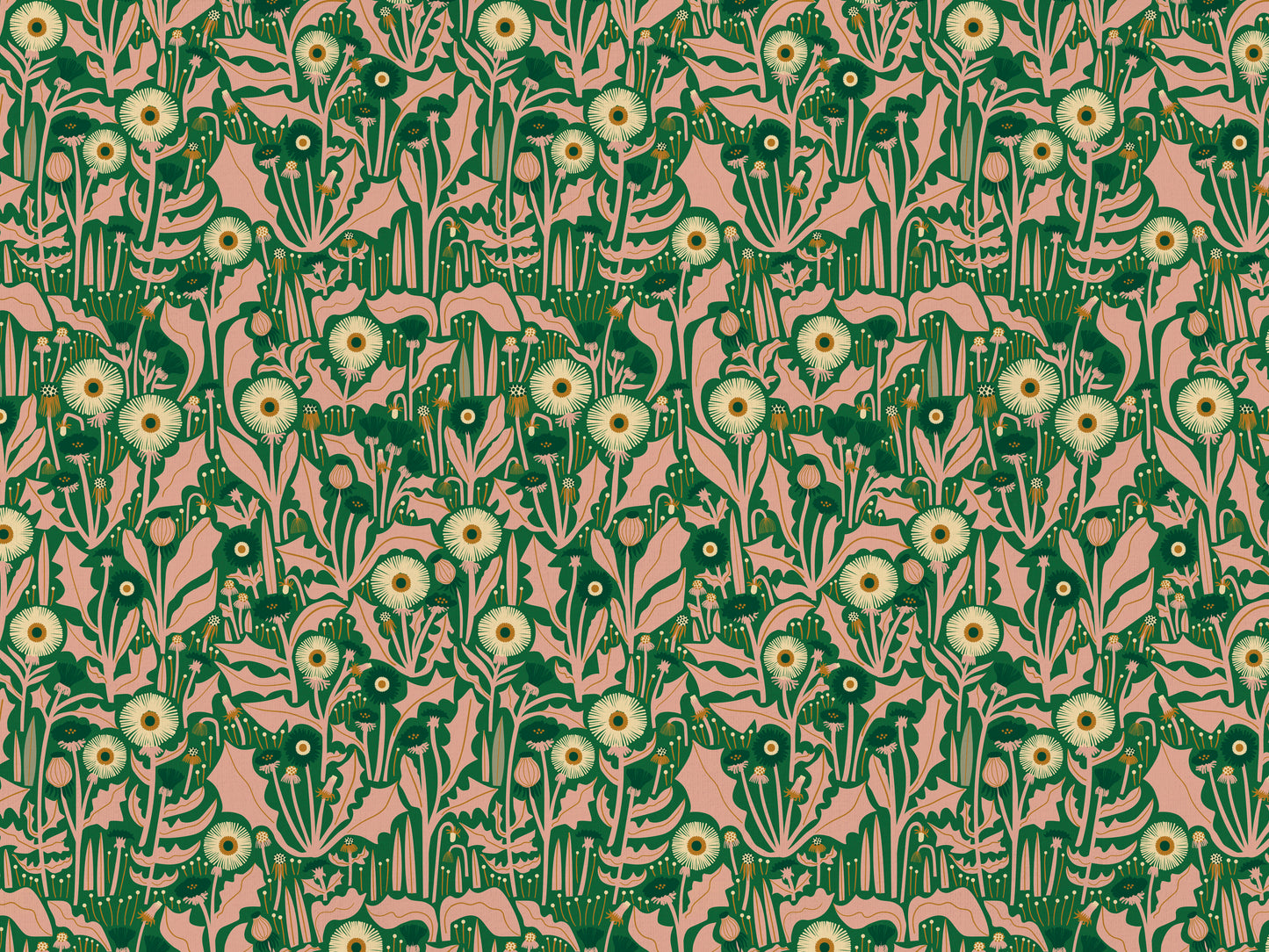 Dandelion Cotton Linen Fabric Green