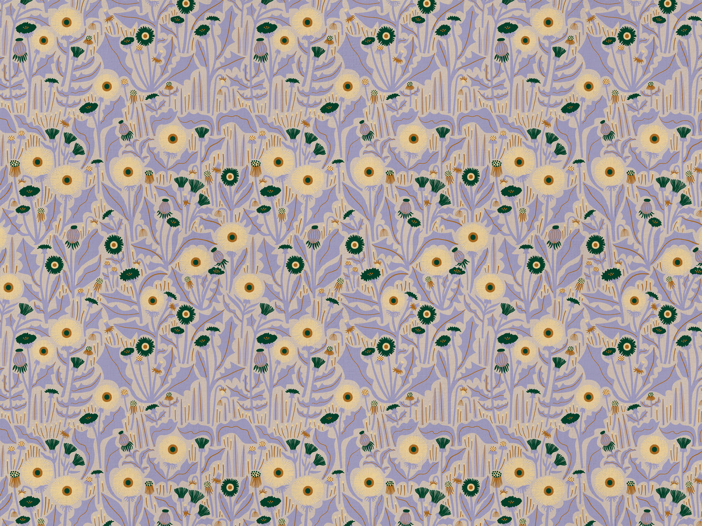Dandelion Cotton Linen Fabric Blue